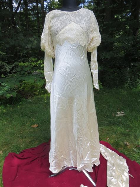 Liquid Satin Antique Wedding Gown Gorgeous Twenties Gem