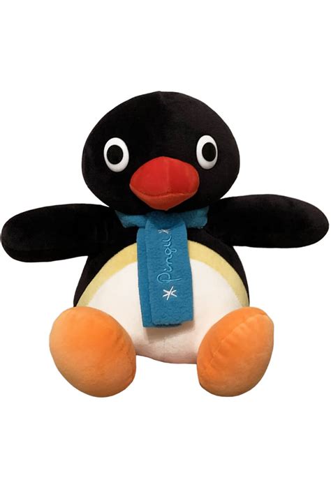 Pingu in a Blue Scarf Plush Toy Cute Soft Penguin