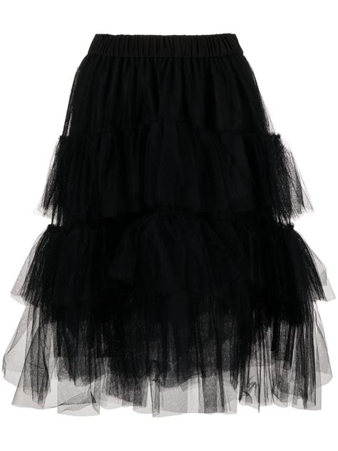 Simone Rocha Tiered Tulle Skirt Black FARFETCH