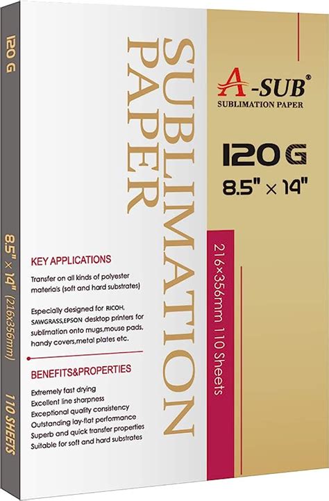 A SUB Papel de sublimación 120G 8 5 x 14 pulgadas 110 hojas para