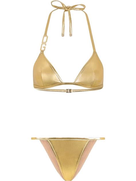 Dolce Gabbana DG Logo Triangle Bikini Gold FARFETCH IE