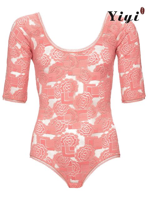 Pink Series Lace Mesh Perspective Sexy Women S One Piece Deep V Lingerie Underwear Set