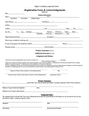 Fillable Online Registration Form Acknowledgements Fax Email Print