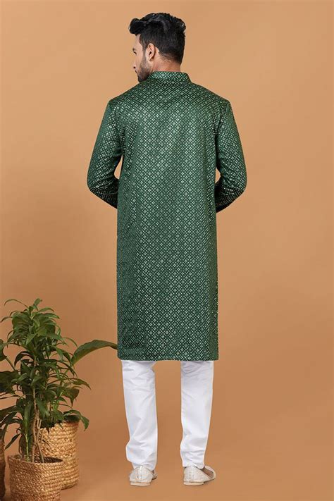 Stylish Green Mens Kurta Set For Festive Or Mehendi