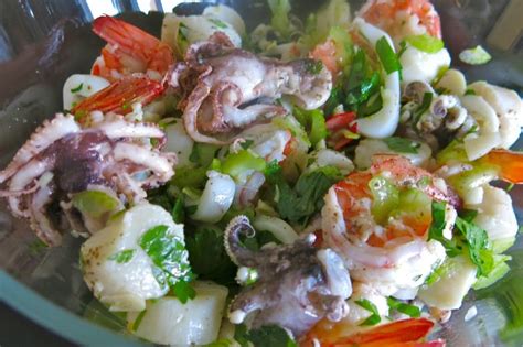 Marinated Poached Italian Seafood Salad Insalata Frutti Di Mare