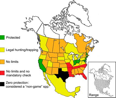 Trapping/hunting regulations across states and provinces; bobcat range ...