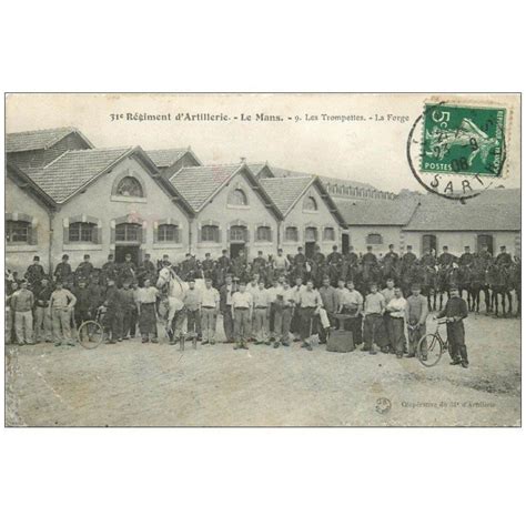 carte postale ancienne 72 LE MANS Régiment Artillerie 1908 Trompettes