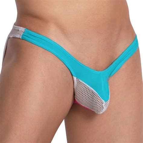 Kyle Underwear Almost Naked Tricolor Half Mesh Deep Bulge Jock Strap Underwear White Kle