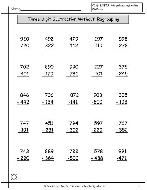 Subtraction With Regrouping Worksheets Aids