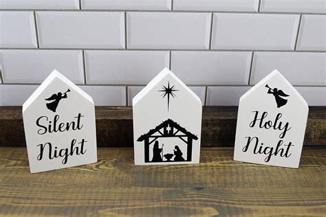 Tiered Tray Nativity Scene Set Silent Night Decor O Holy Etsy