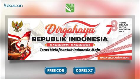 Free CDR Desain Logo Banner HUT RI Ke 78 Tahun 2023 Klsdesain