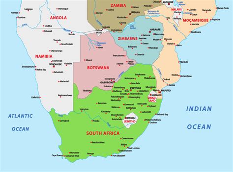 Map of Southern African Countries - Adventure To Africa