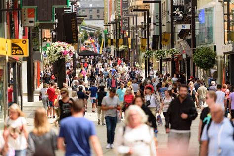 Andorra La Vella, Andorra : 2019 August 22 : Andorra La Vella. People Walk in the Comercial ...