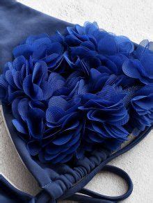 ZAFUL Petal Flower Halter Bralette Bikini Swimsuit In BLUE ZAFUL