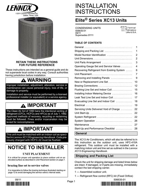 Lennox Elite Series Installation Instructions Manual Pdf Download Manualslib