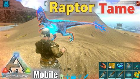 How To Tame Eerie Raptor With Bola In Ark Mobile Easily Youtube