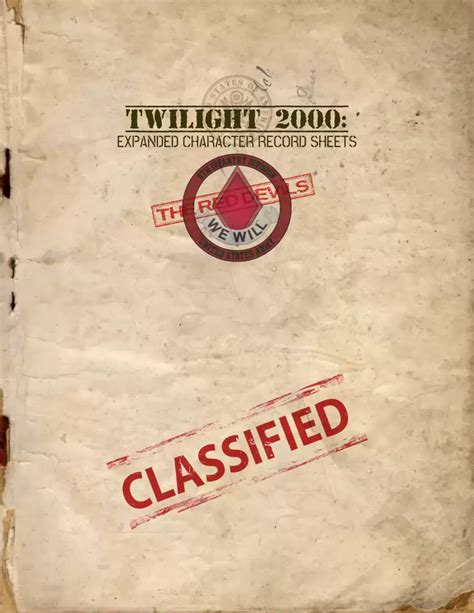 Twilight 2000 4E Expanded Character Record Sheet Free League