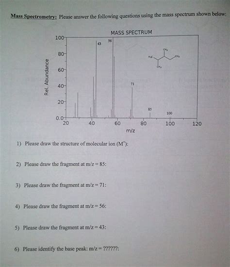 Solved Mass Spectrometry Please Answer The Following