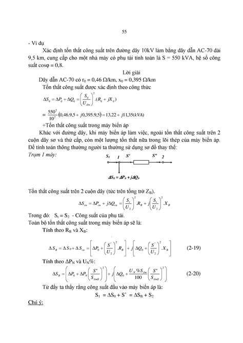 Giáo Trình Cung Cấp điện 7 Ví Dụ Xác định Tổn Thất Công Suất Trên đường D Y 10kv Làm Bằng D Y