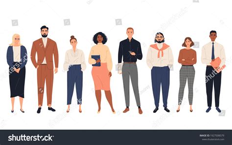 Group Diverse Business People Standing Together Stock Vector Royalty