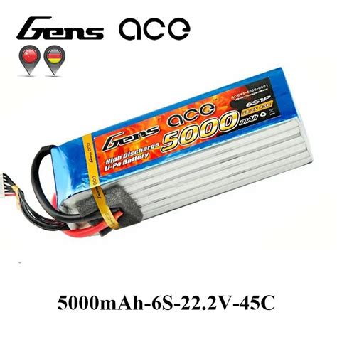 Gens Ace Lipo Battery 22 2V 5000mAh Lipo 6S Battery Pack 45C For Bigger