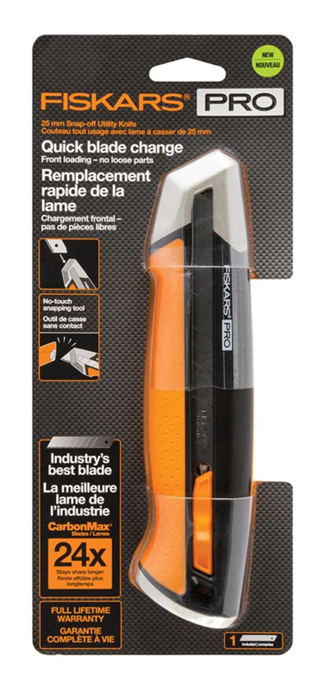 Fiskars Pro Snap Off Blade Utility Knife 25 Mm Blackorange