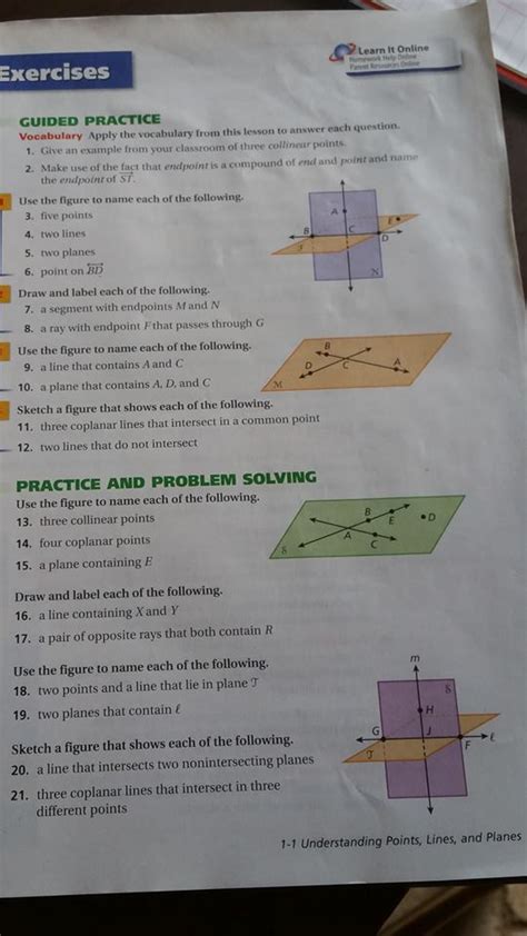 Points Lines And Planes Exercise 1 Answers Online Degrees