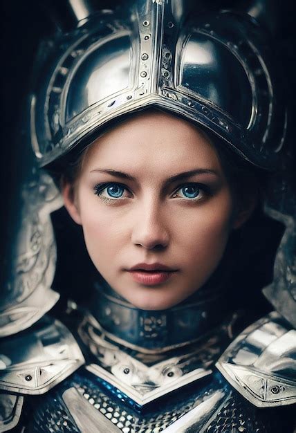 Premium Photo Portrait Of A Fictional Ancient Female Knight Clad In