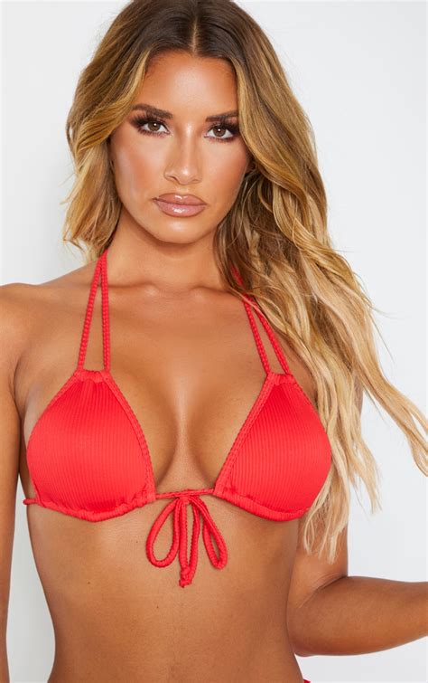 Red Triangle Cup Bikini With Ties Bikinis Red Bikini Hot Sex Picture