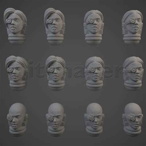 Stl File Space Marines Female Heads 02 🛰 Obj ・3d Printer Design To Download・cults