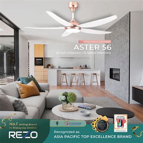 CEILING FAN ASTER 56 LED ROSE GOLD REZO ABS 56