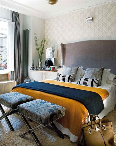 Gray Headboard With Mustard And Navy Accents Desire To Inspire