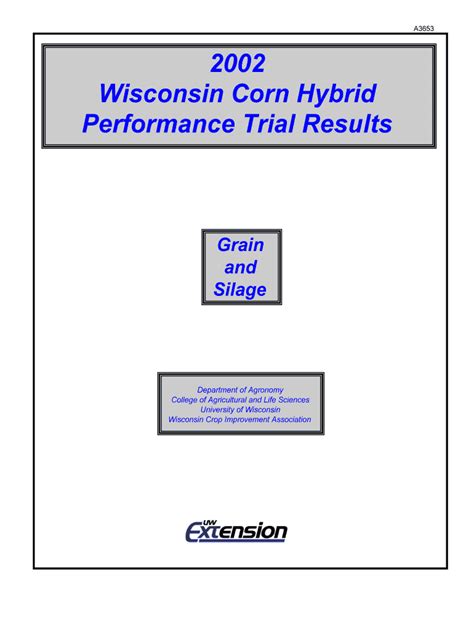 Fillable Online Corn Agronomy Wisc Wisconsin Corn Hybrid Corn