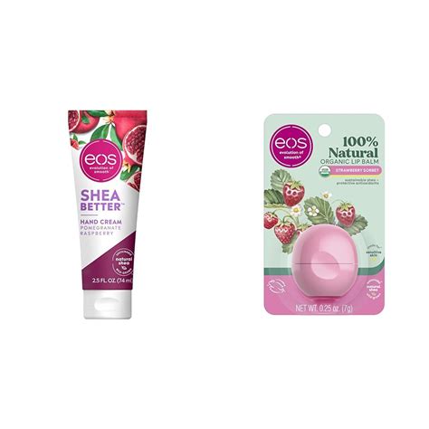 Eos Shea Better Hand Cream Pomegranate Raspberry And 100 Natural And Organic Lip