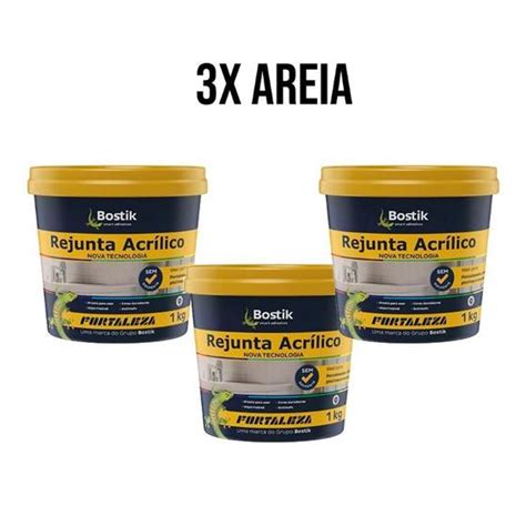 Rejunte Acrílico Fortaleza Areia Pote 1kg Kit 3 unidades