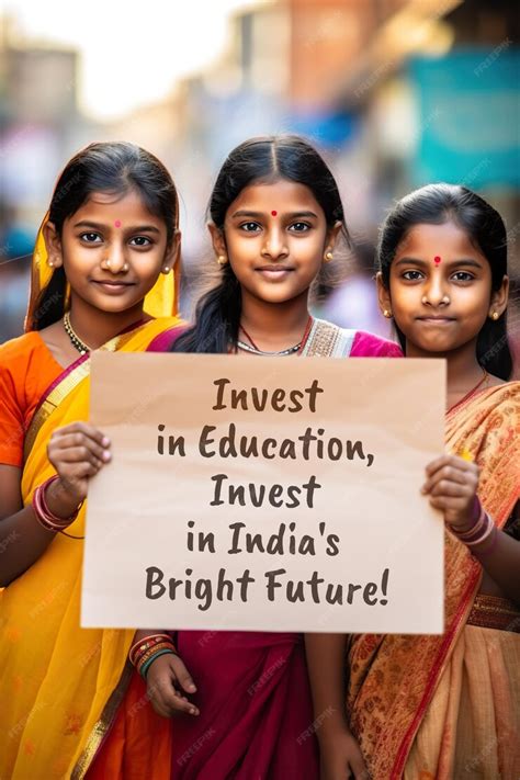 Premium Ai Image Indian Girls Hold A Sign Invest In Education Invest