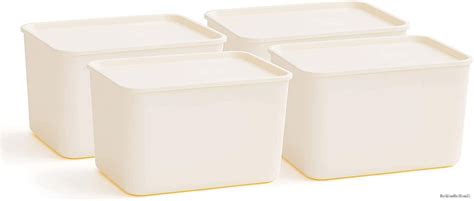 Iris Usa Plastic Modular Basket Bin And Lid Large 4 Pack Stackable