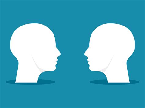 Two Heads Look At Each Other People Facing Each Other Vector