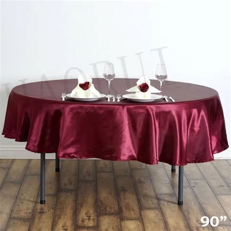 10pcs Customized 90 Burgundy Round Dining Table Cloths Satin