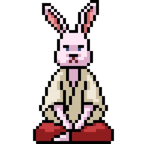 Premium Vector Pixel Art Rabbit Sit Meditate