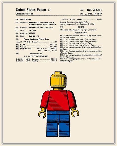 Lego Man Patent Colour Version One Digital Art By Finlay McNevin