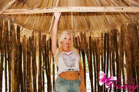 Gorgeous Blonde Shemale Strips Naked In The Beach Hut Porn Pictures XXX Photos Sex Images