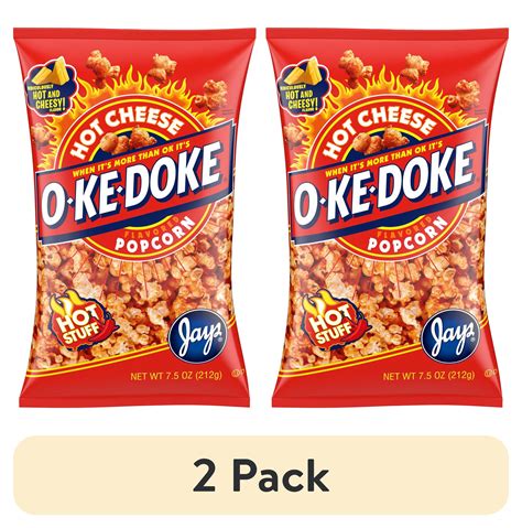 2 Pack O Ke Doke Popcorn Hot Stuff Cheese Popcorn 7 5 Oz Bag Walmart