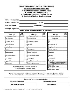 Fillable Online Notes1 Nfschools REQUEST FOR DUPLICATING ORDER FORM