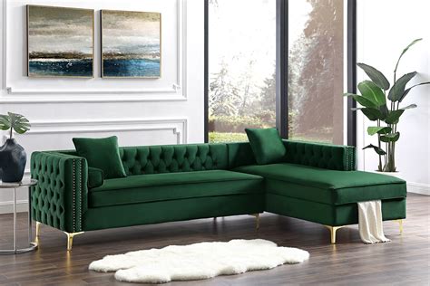 Giovanni Velvet Chaise Sectional Sofa with Storage