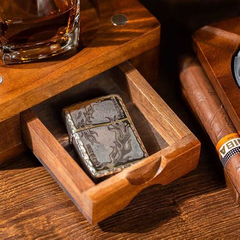 Custom Whiskey And Cigar Tray Glass Holder 2 In 1 Wooden Cigar Ashtray With Whiskey Glass Holder