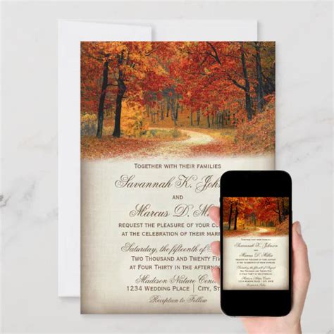 Rustic Fall Leaves Autumn Wedding Invitations | Zazzle