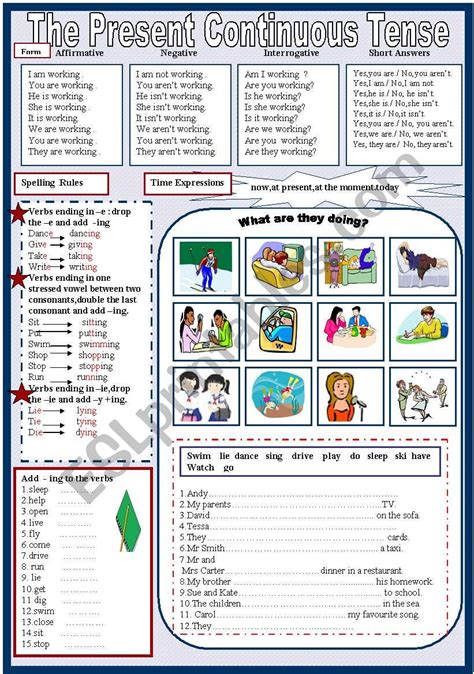 The Present Continuous Tense2 Pages Esl Worksheet By Cylmz