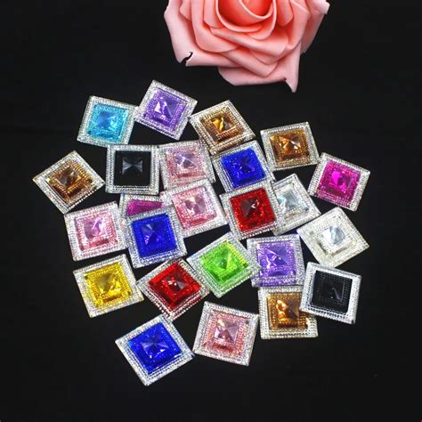 50pcs Lot Flat Back Resin Square Rhinestone Mix Colors Resin Cabochons