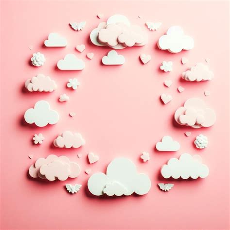 Premium Photo | Pink Background With White Clouds Decoration